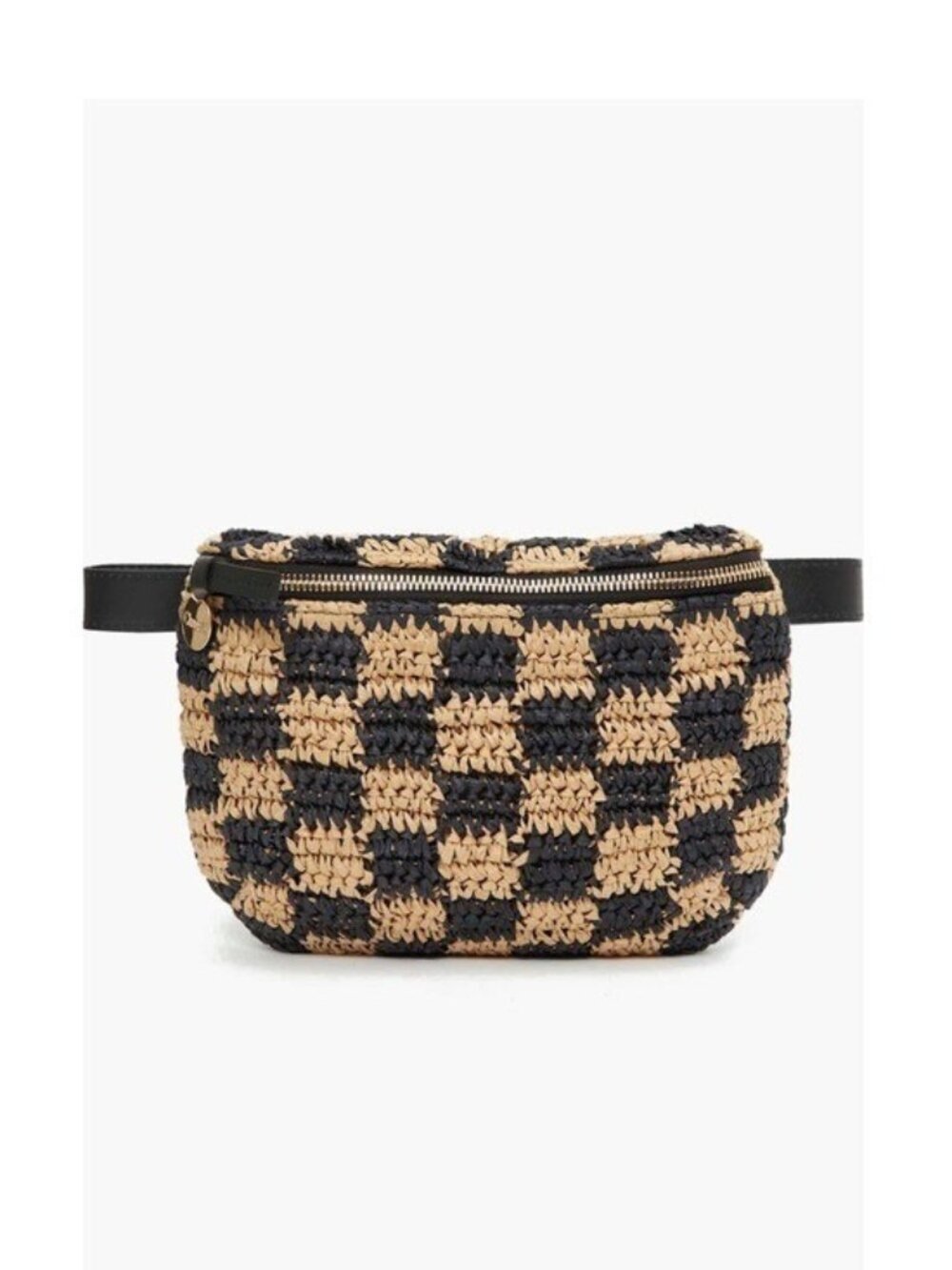 Clare V Checkerboard Woven Belt Bag NWT Black Natural Checker Raffia